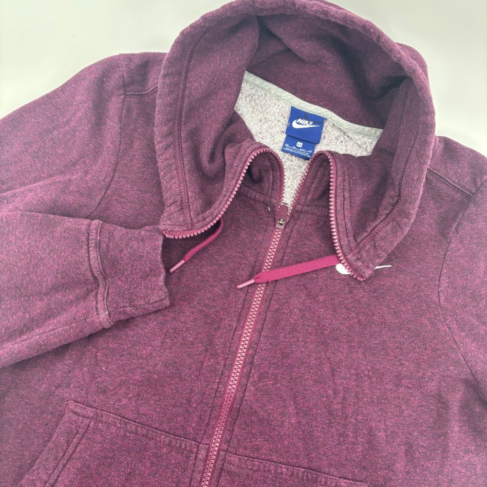 Vintage Nike Full Zip Womens XS Plum Heather Shawl Collar Fleece‎ Blue Label